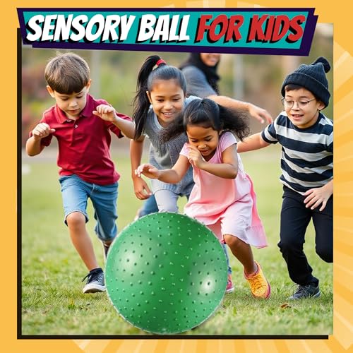 PlayBolt 18-Inch Big Balls for Toddlers and Kids - Inflatable Giant Balls for Kids with Hand Air Pump, Big Bouncy, Sensory Play, Stress Toy, Knobby, Large Playground, Recess, Games for Children