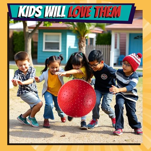 PlayBolt 18-Inch Big Balls for Toddlers and Kids - Inflatable Giant Balls for Kids with Hand Air Pump, Big Bouncy, Sensory Play, Stress Toy, Knobby, Large Playground, Recess, Games for Children