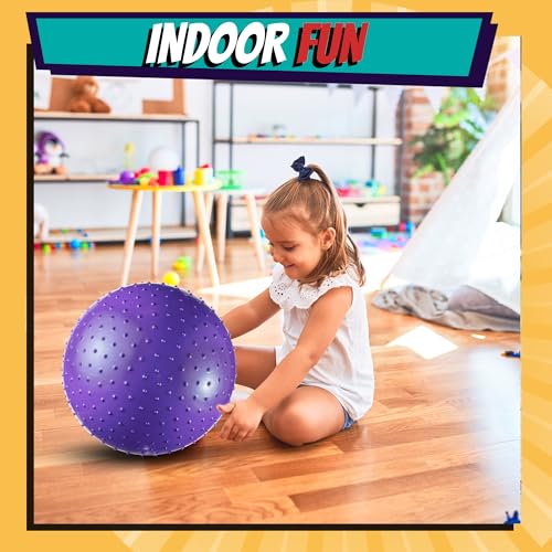 PlayBolt 18-Inch Big Balls for Toddlers and Kids - Inflatable Giant Balls for Kids with Hand Air Pump, Big Bouncy, Sensory Play, Stress Toy, Knobby, Large Playground, Recess, Games for Children