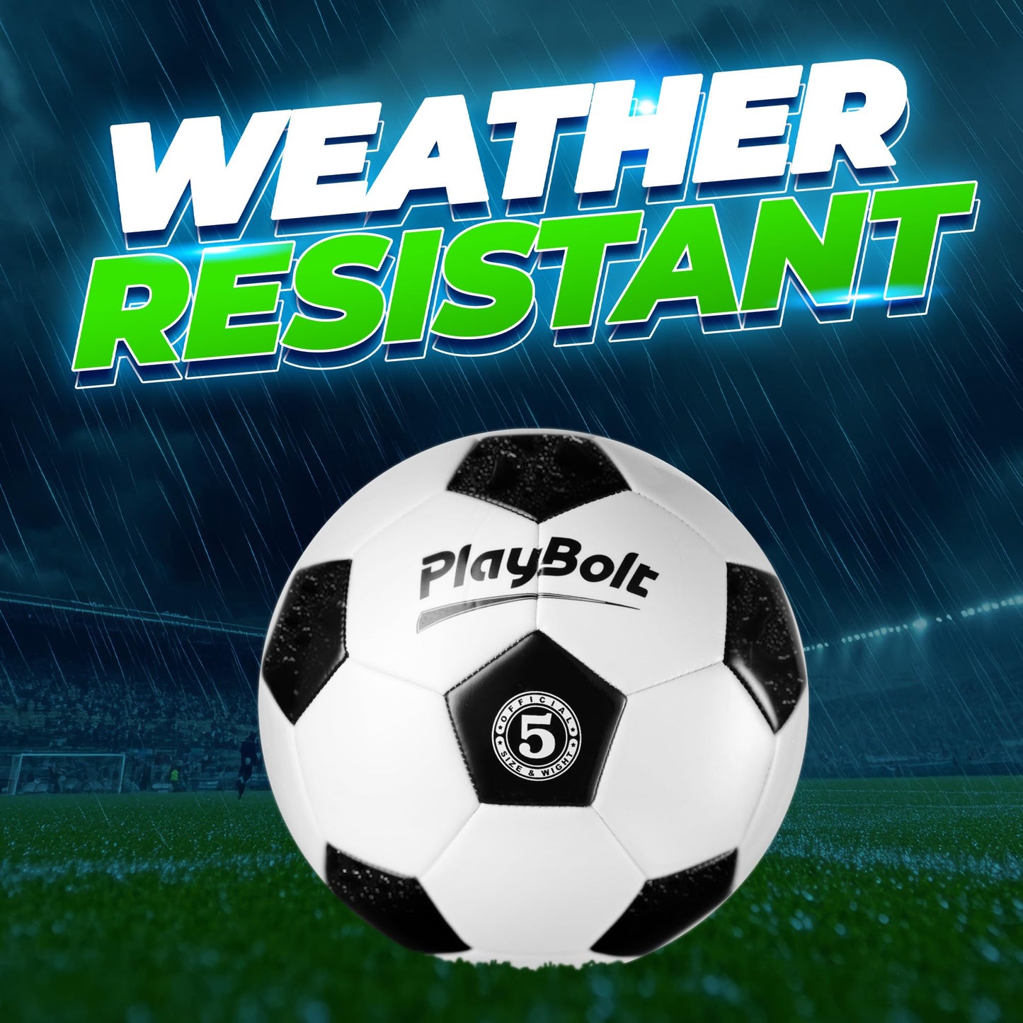 PlayBolt Soccer Ball Size 5 - Premium PVC Leather Cover - Official Size & Weight Soccer Balls with Pump - Training, Practice, Match & Game Ball for Kids, Teens & Adults (Pack of 1)