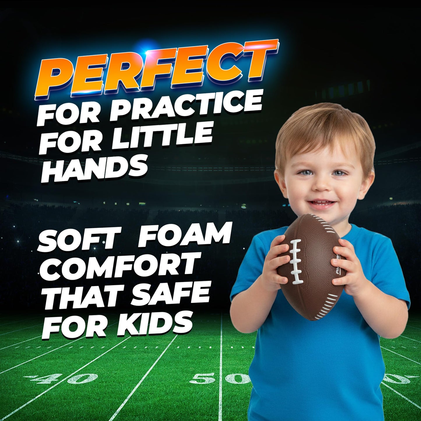 7.25" Foam Football for Kids & Toddlers - Easy Grip Small Youth Football Toy - Soft Mini Football for Little Hands, Indoor & Outdoor Play Ball, Safe Sports Toy Gift for Boys & Girls - Brown