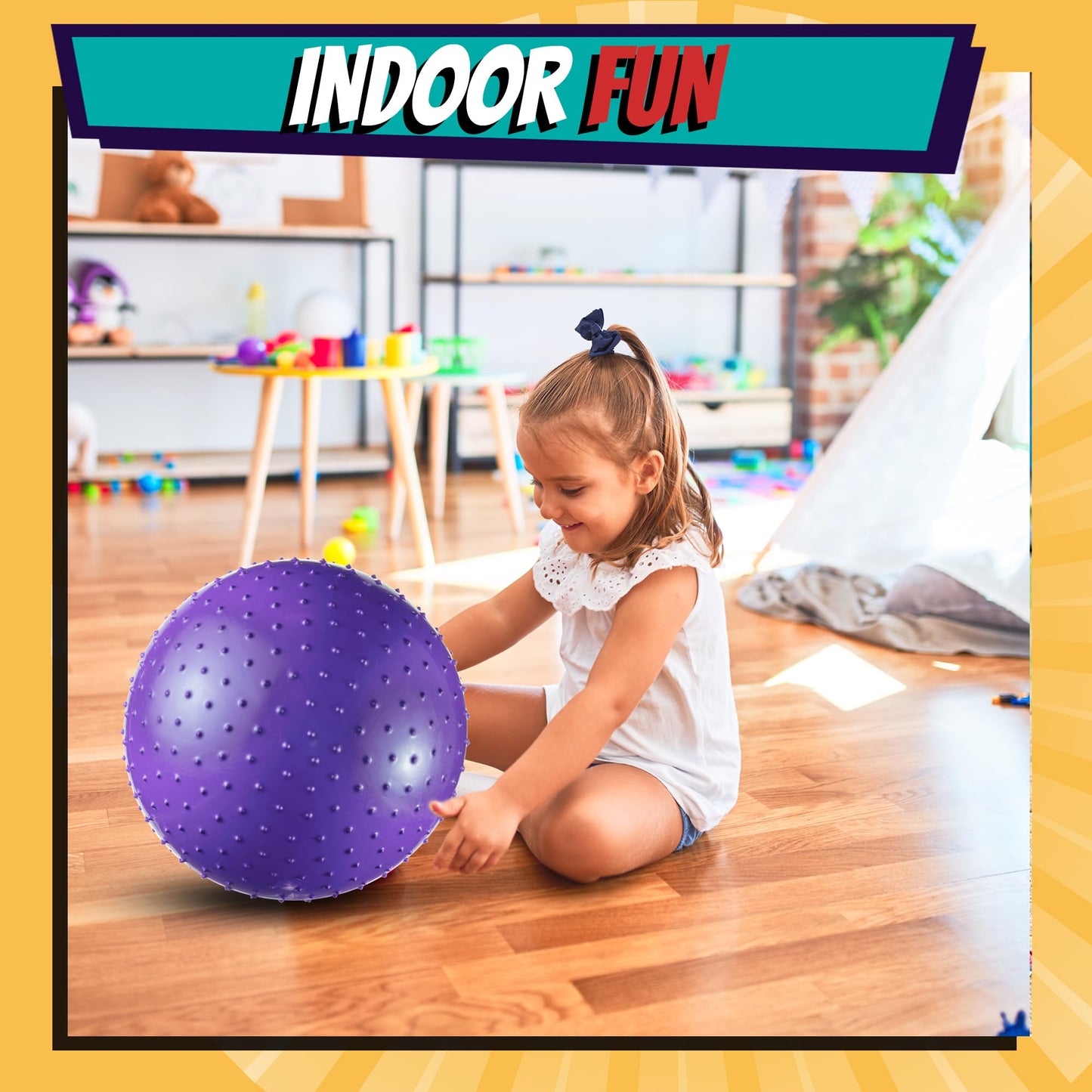 PlayBolt 18-Inch Big Balls for Toddlers and Kids - Inflatable Giant Balls for Kids with Hand Air Pump, Big Bouncy, Sensory Play, Stress Toy, Knobby, Large Playground, Recess, Games for Children