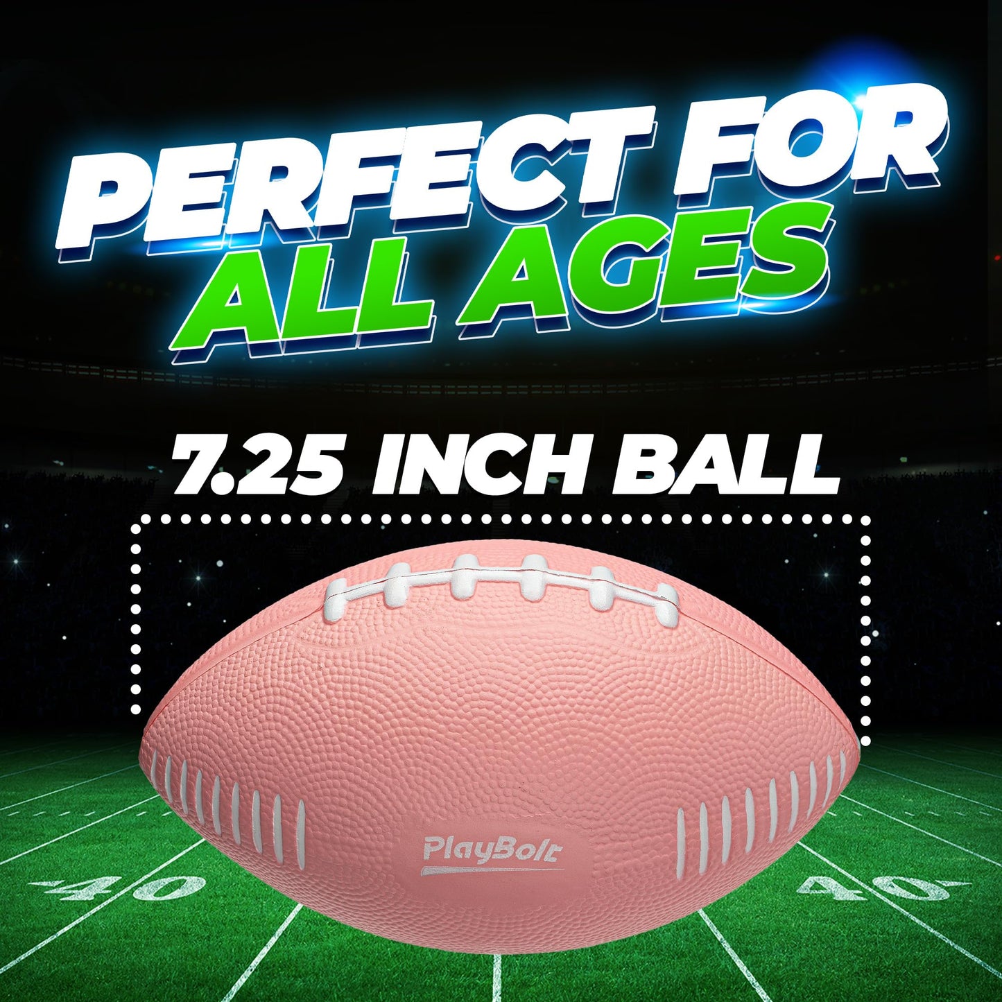 7.25" Foam Football for Kids & Toddlers - Easy Grip Small Youth Football Toy - Soft Mini Football for Little Hands, Indoor & Outdoor Play Ball, Safe Sports Toy Gift for Boys & Girls - Pink