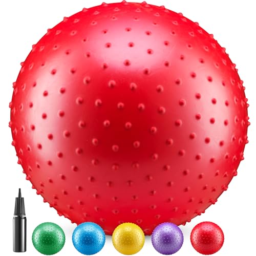 PlayBolt 18-Inch Big Balls for Toddlers and Kids - Inflatable Giant Balls for Kids with Hand Air Pump, Big Bouncy, Sensory Play, Stress Toy, Knobby, Large Playground, Recess, Games for Children