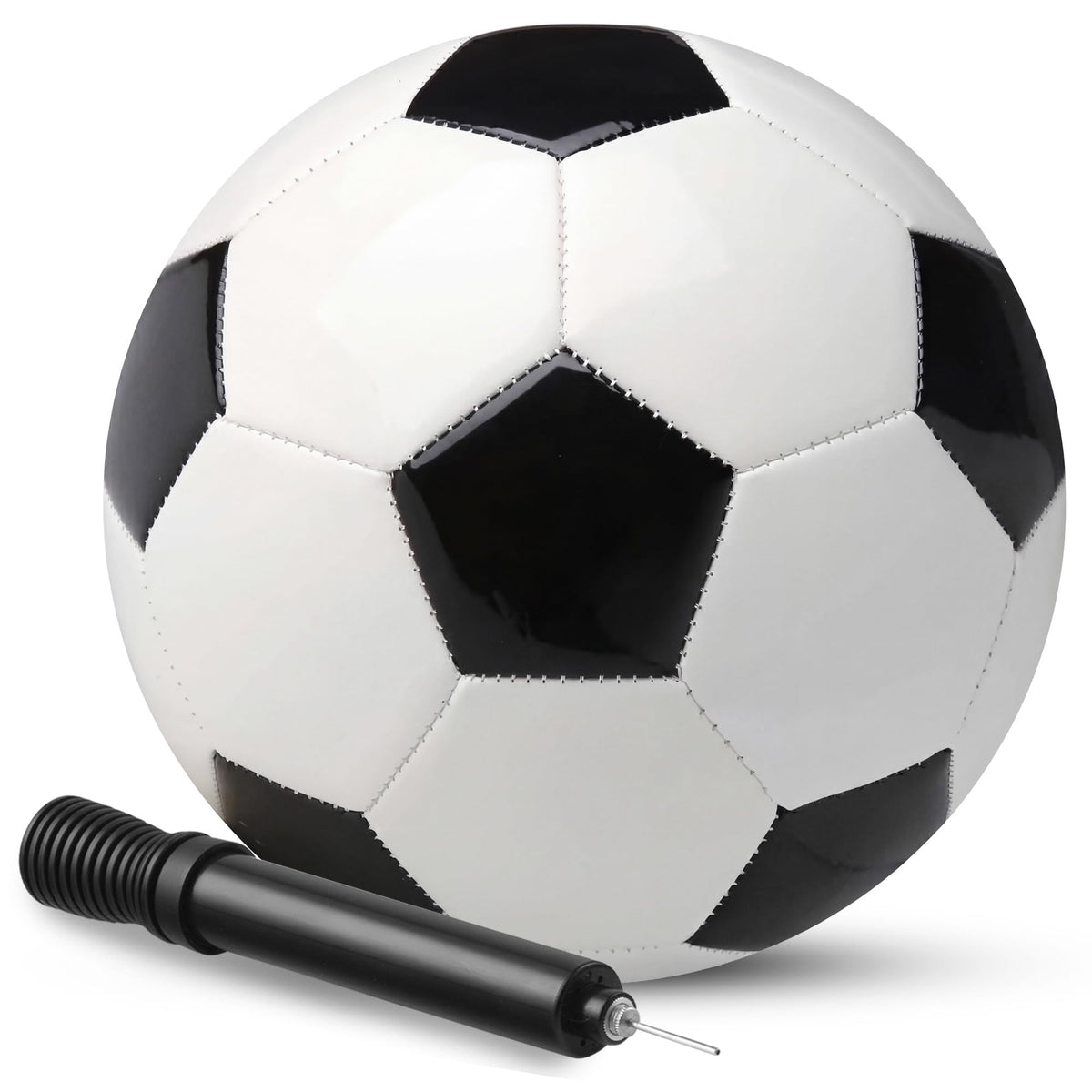 Size 2 Soccer Ball with Pump, Black & White Training Ball for Toddlers
