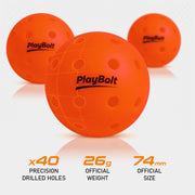 PlayBolt Outdoor Pickleball Balls, 12 Pack Premium Orange Pickle Ball Set