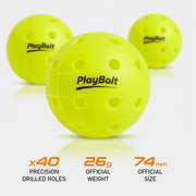 PlayBolt Outdoor Pickleball Ball, 100 Pack Bulk Pickle Balls Set, USAPA