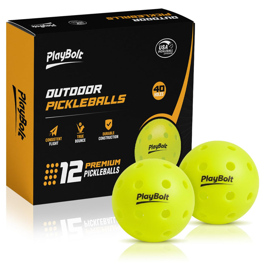 PlayBolt Outdoor Pickleball Balls, 12 Pack Premium Pickle Ball Set, USAPA