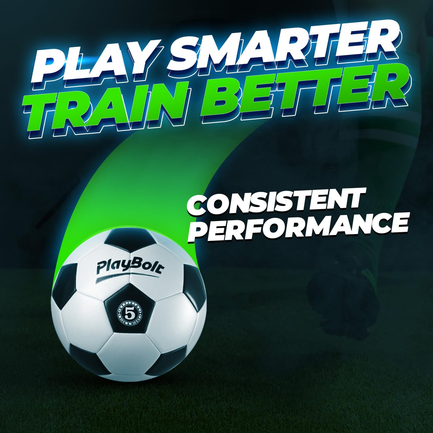 PlayBolt Soccer Ball Size 5 - Premium PVC Leather Cover - Official Size & Weight Soccer Balls with Pump - Training, Practice, Match & Game Ball for Kids, Teens & Adults (Pack of 1)