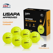 PlayBolt Outdoor Pickleball Balls, 6 Pack Premium Pickle Balls Set, USAPA