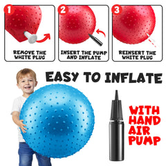 PlayBolt Jumbo 18-Inch Knobby Sensory Balls w/Pump for Kids (Pack of 2)