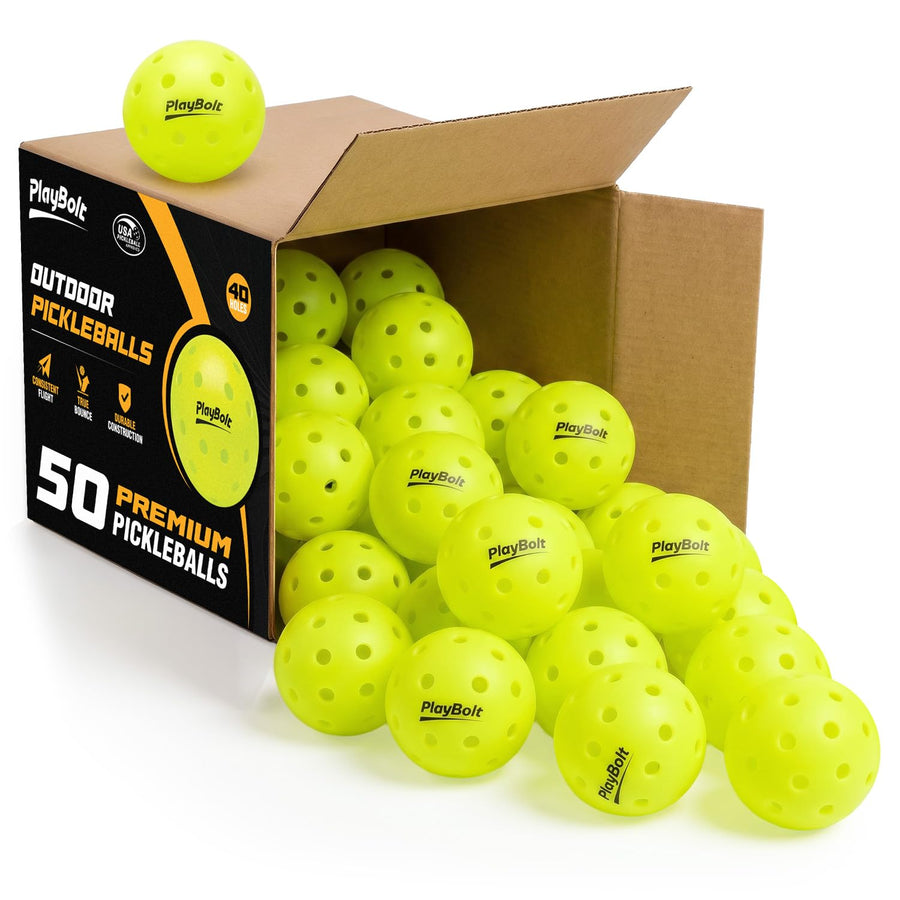 PlayBolt Outdoor Pickleball Balls, 50 Pack Bulk Pickle Ball Set, USAPA