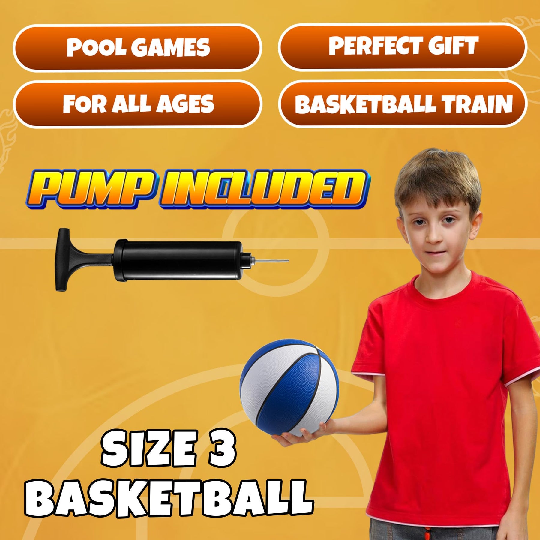 Rubber Mini Basketballs 7 Inch, Size 3 (Pack of 12) - Assorted Colors Indoor or Outdoor Basketball for Kids, Boys & Girls, for Small Hoops, Pool, Game Prizes, Arcade Games, and Party Favors with Pump