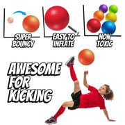 10 Inch Kickball Playground Balls - (Pack of 6) Inflatable Rubber Indoor Outdoor Bouncy Balls for Adults & Kids - Dodgeballs, Kickballs, Four Square and Handballs for School, Gym, with Hand Pump