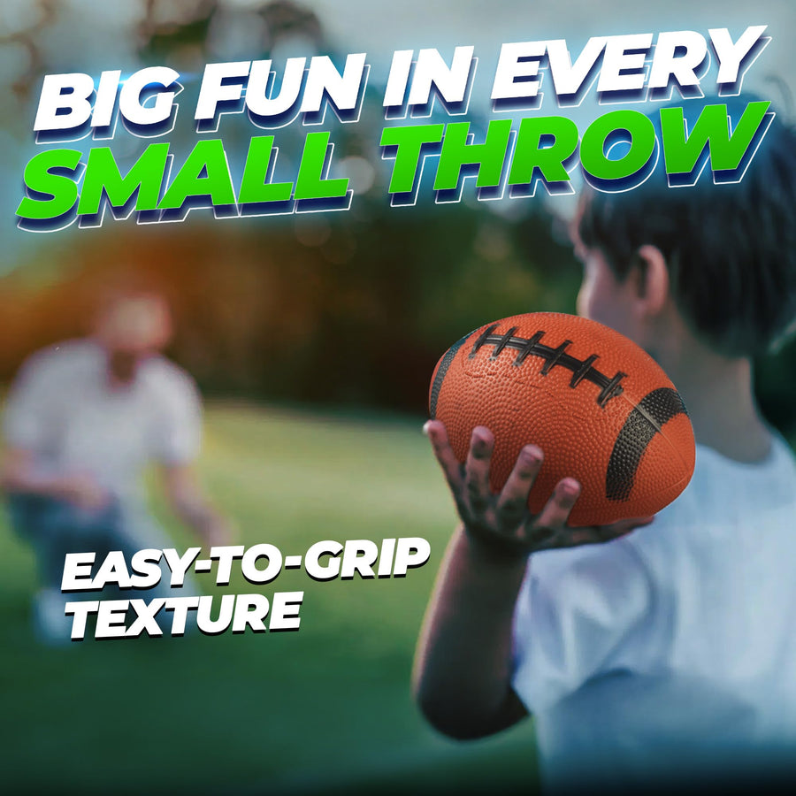 6-Inch Mini Footballs for Kids (Pack of 5) - Inflatable PVC Football Toys for Boys & Girls with Hand Pump, Easy to Grip Small Sports Balls for Backyard, Recess, Party Favor, Indoor/Outdoor, Brown