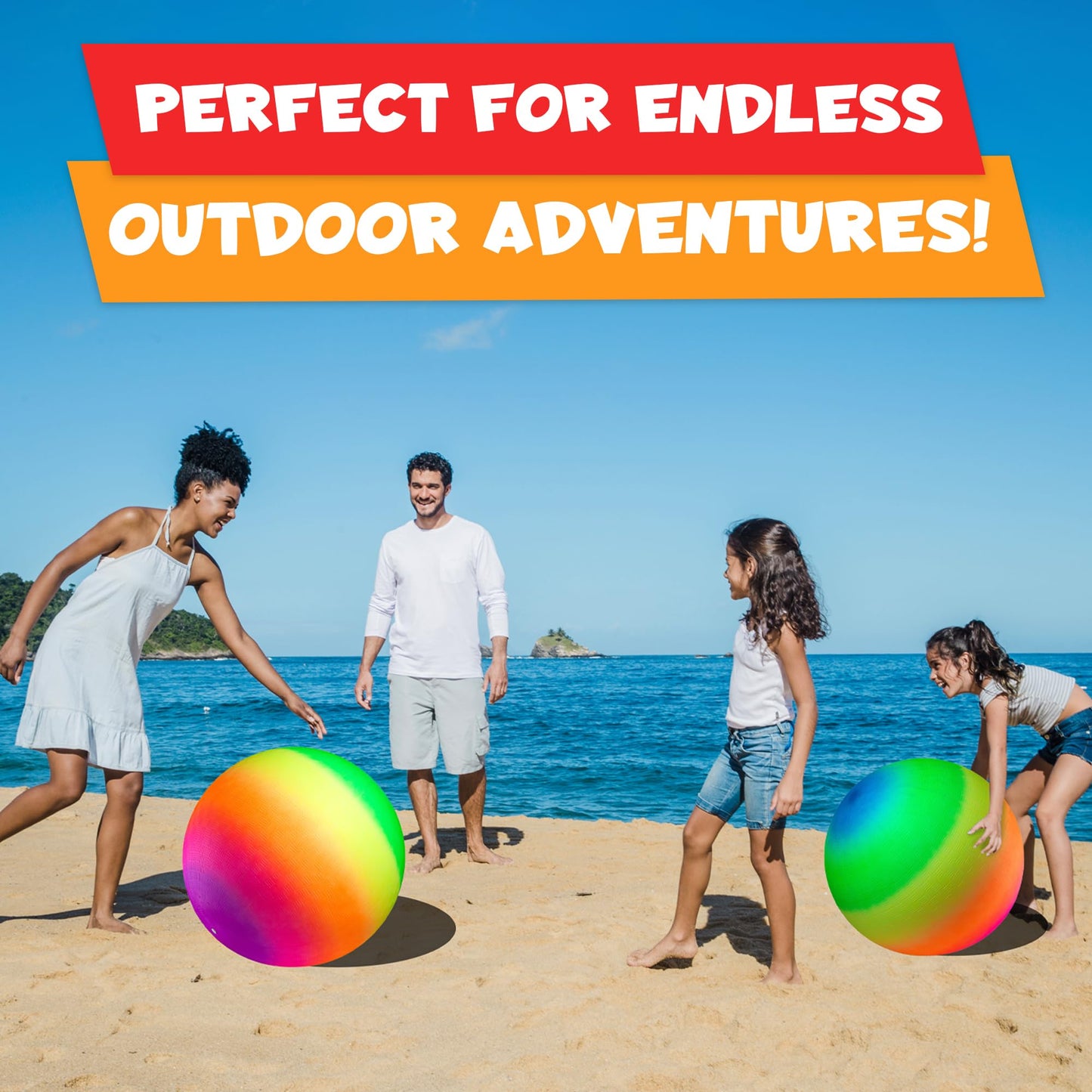18 Inch Rainbow Playground Ball for Kids (Pack of 1) Jumbo Size Rainbow Inflatable Big Bouncy Kickball for Park, Giant Balls for Indoor and Outdoor Games with Hand Pump