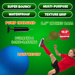 8.5-Inch Red & Blue Kickballs (2-Pack) with Hand Pump, Playground Balls