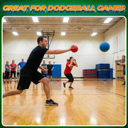 5 Inch Red & Blue Playground Dodgeballs - (2-Pack) - Small Playground Balls for Kids, Teens & Adults - Indoor & Outdoor Gym Sports Balls for Dodgeball, Four Square, PE, Recess Games w/Hand Pump