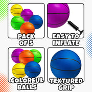 Mini Basketball Set for Kids - 6 Inch (5 Pack) w/Hand Pump - Small Size Indoor Mini Hoop Balls for Toddlers - Over The Door Basketball Games, Indoor & Outdoor, Small Hoops, Pool Play & Party Favors