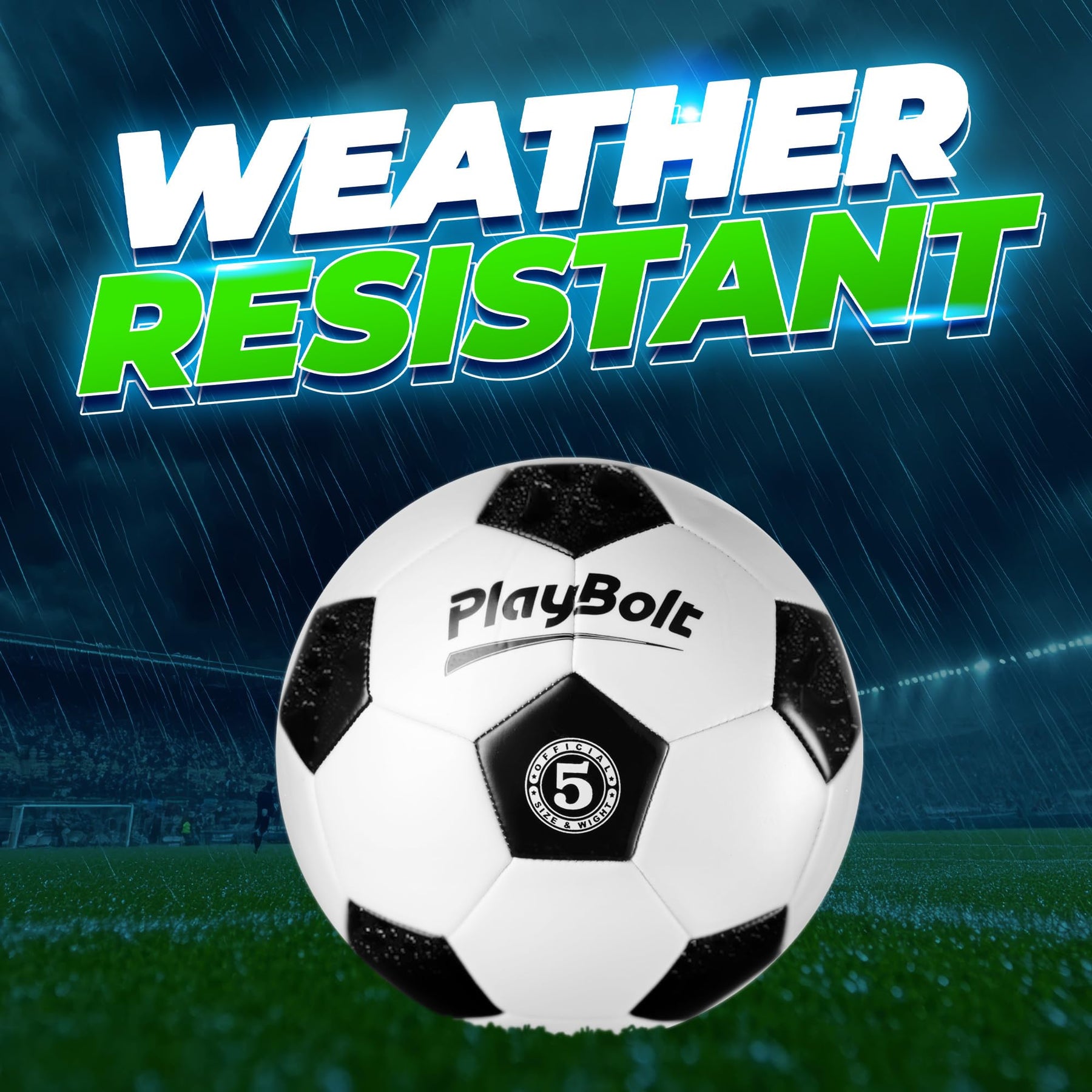 PlayBolt Soccer Ball Size 5 - Premium PVC Leather Cover - Official Size & Weight Soccer Balls with Pump - Training, Practice, Match & Game Ball for Kids, Teens & Adults (Pack of 1)
