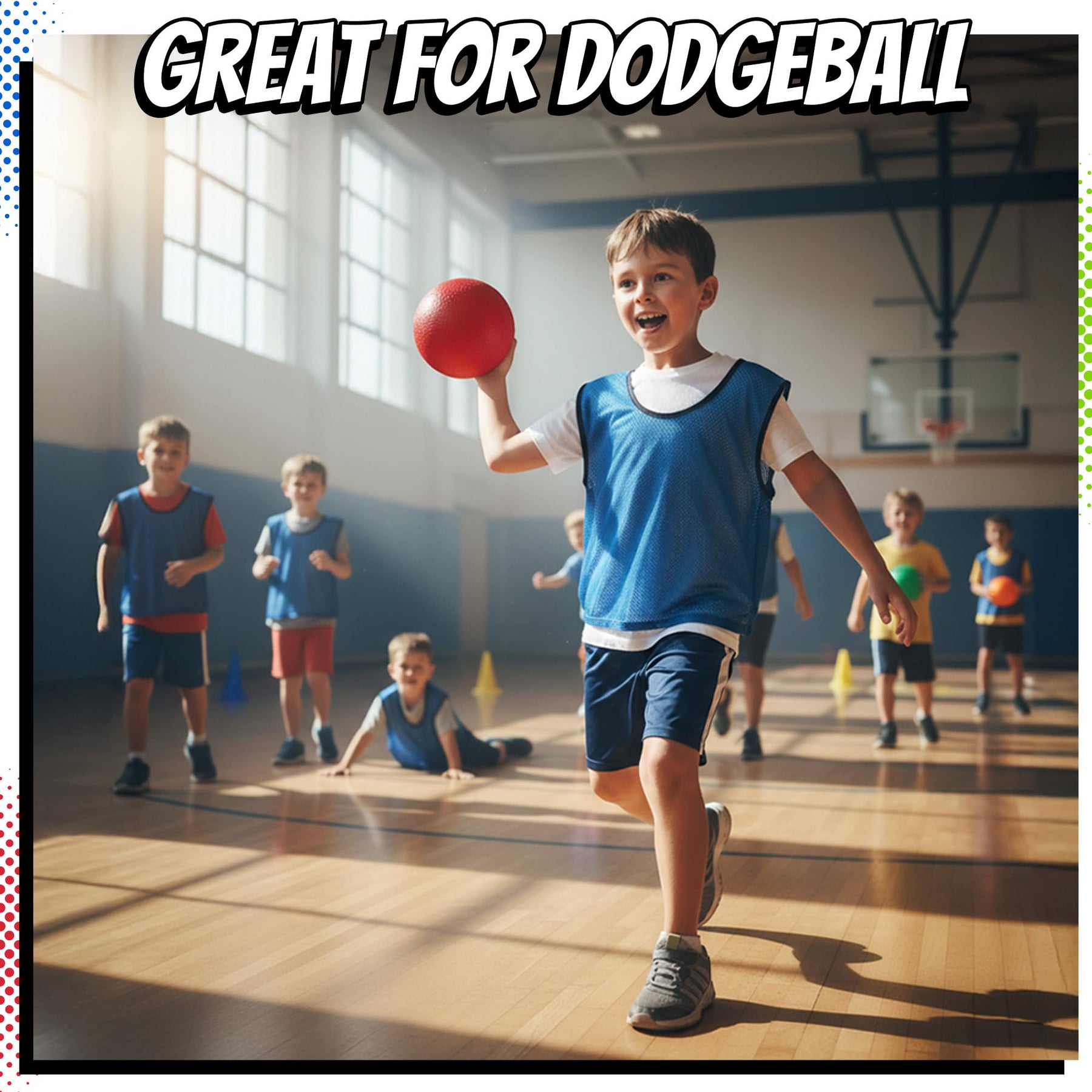 Playbolt 7-inch Dodgeballs For Kids & Adults (6 Pack) - Rubber Kickball Playground Four Square Balls With Pump - Colorful Indoor Or Outdoor Play Sports Balls For School PE Class, Recess, Backyard Game