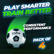 PlayBolt Soccer Ball Size 4 - Premium PVC Leather Cover - Youth Soccer Balls with Pump - Training, Practice, Match & Game Ball for Kids & Teens (Pack of 4)