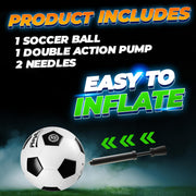 PlayBolt Soccer Ball Size 5 - Premium PVC Leather Cover - Official Size & Weight Soccer Balls with Pump - Training, Practice, Match & Game Ball for Kids, Teens & Adults (Pack of 1)