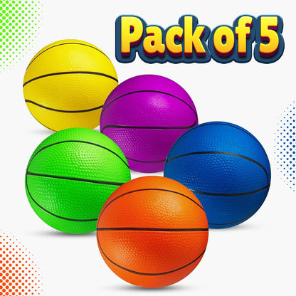 Mini Basketball Set for Kids - 6 Inch (5 Pack) w/Hand Pump - Small Size Indoor Mini Hoop Balls for Toddlers - Over The Door Basketball Games, Indoor & Outdoor, Small Hoops, Pool Play & Party Favors