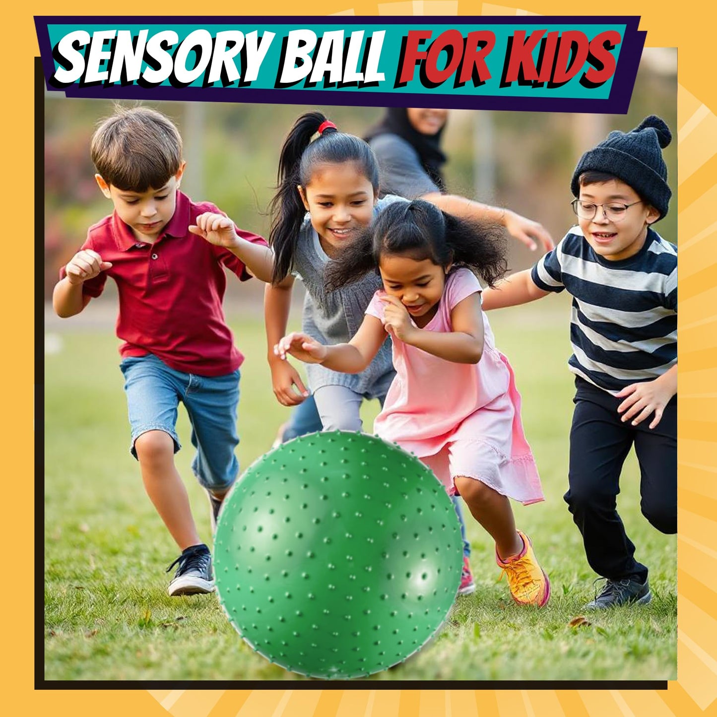 PlayBolt 18-Inch Big Balls for Toddlers and Kids - Inflatable Giant Balls for Kids with Hand Air Pump, Big Bouncy, Sensory Play, Stress Toy, Knobby, Large Playground, Recess, Games for Children