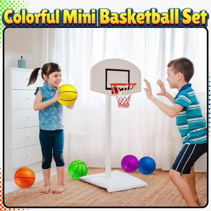 Mini Basketball Set for Kids - 6 Inch (5 Pack) w/Hand Pump - Small Size Indoor Mini Hoop Balls for Toddlers - Over The Door Basketball Games, Indoor & Outdoor, Small Hoops, Pool Play & Party Favors