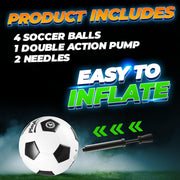 PlayBolt Soccer Ball Size 4 - Premium PVC Leather Cover - Youth Soccer Balls with Pump - Training, Practice, Match & Game Ball for Kids & Teens (Pack of 4)