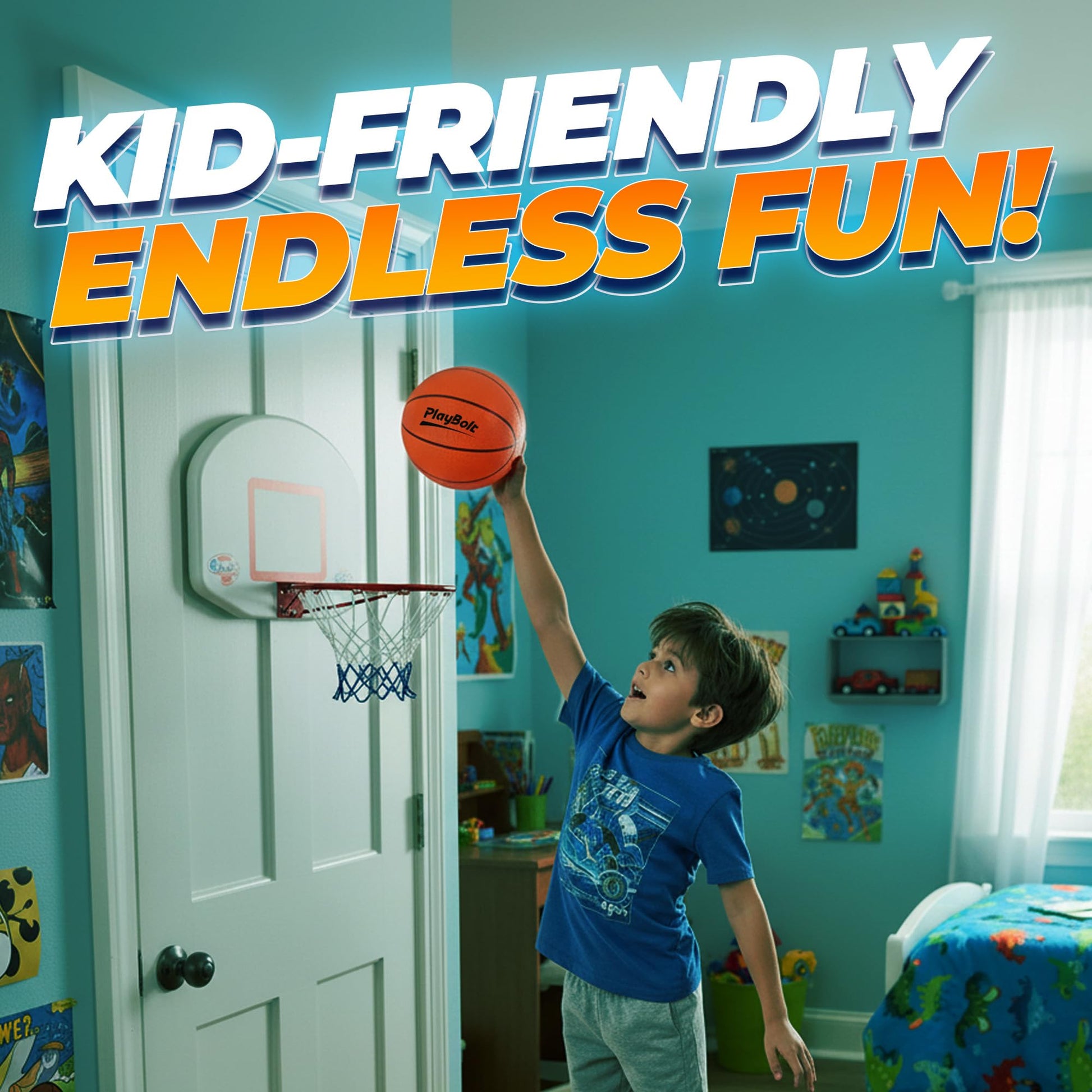 PlayBolt Size 3 Mini Basketballs (Pack of 3) - 7-Inch Premium Orange Youth Rubber Basketballs with Hand Pump for Kids, Indoor Over-The-Door Hoops, Backyard Pools, Arcade Games, Training and Practice