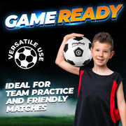 PlayBolt Soccer Ball Size 4 - Premium PVC Leather Cover - Youth Soccer Balls with Pump - Training, Practice, Match & Game Ball for Kids & Teens (Pack of 1)