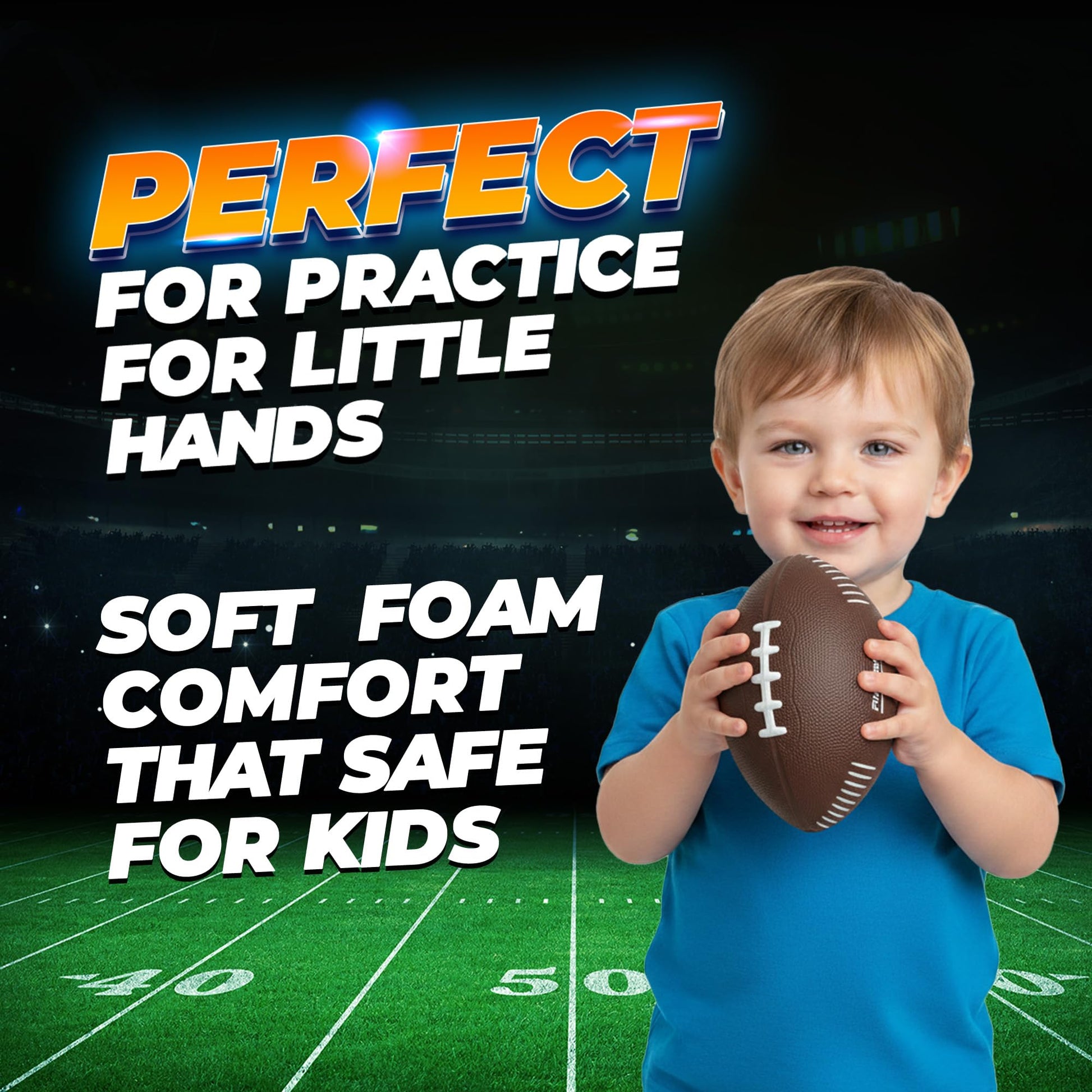 7.25" Foam Football for Kids & Toddlers - Easy Grip Small Youth Football Toy - Soft Mini Football for Little Hands, Indoor & Outdoor Play Ball, Safe Sports Toy Gift for Boys & Girls - Brown
