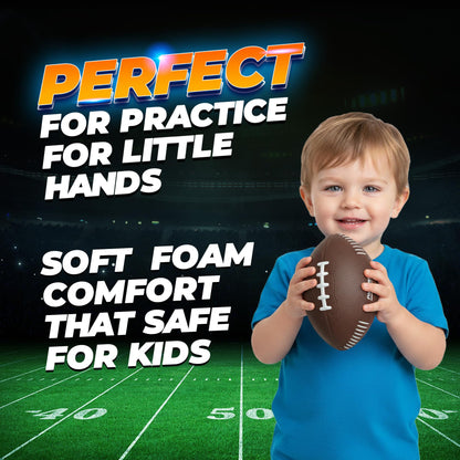 7.25" Foam Football for Kids & Toddlers - Easy Grip Small Youth Football Toy - Soft Mini Football for Little Hands, Indoor & Outdoor Play Ball, Safe Sports Toy Gift for Boys & Girls - Brown