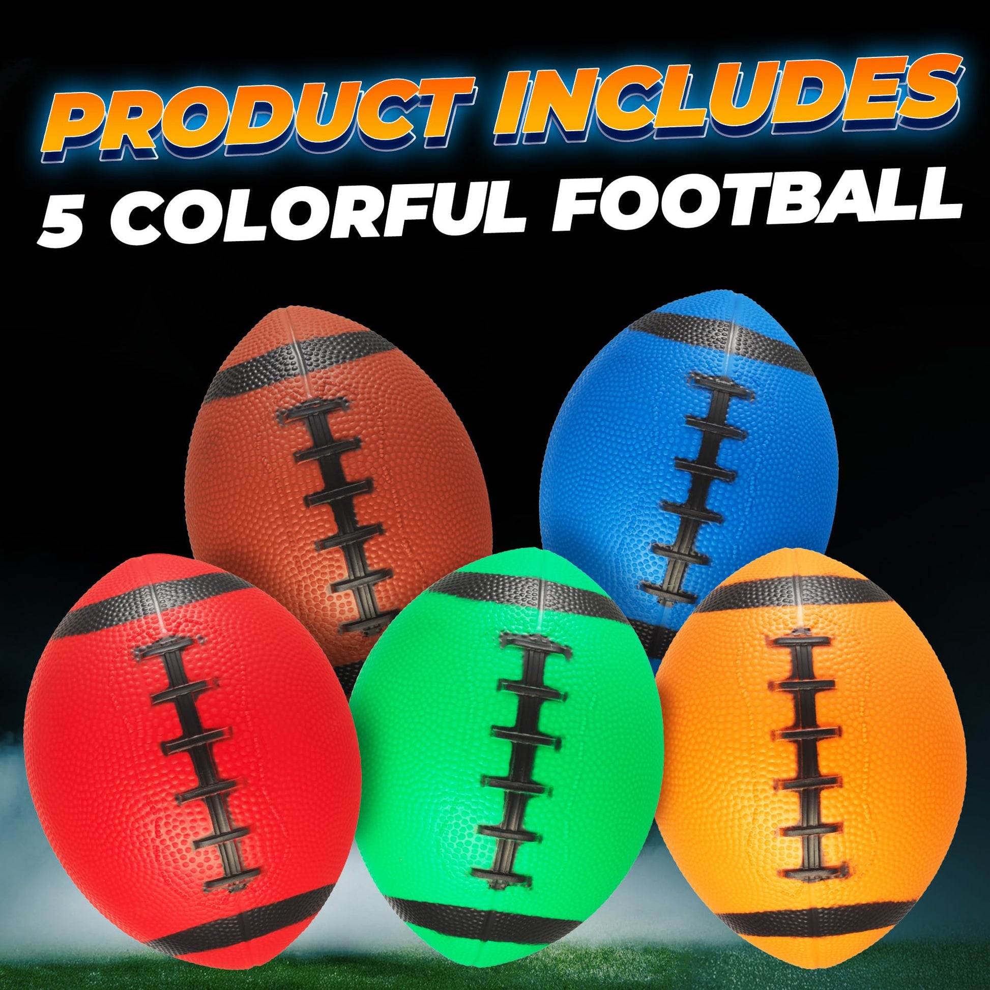 6-Inch Mini Footballs for Kids (Pack of 5) - Inflatable PVC Football Toys for Boys & Girls w/ Hand Pump, Easy to Grip Small Sports Balls for Backyard, Recess, Party Favor, Indoor/Outdoor, Colorful