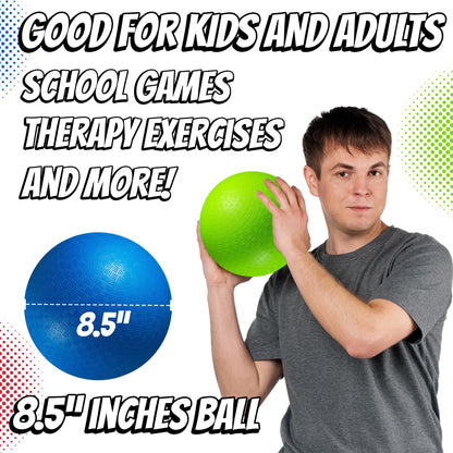 8.5 Inch Playground Balls Dodgeballs for Kids & Adults - (Pack of 6) Inflatable Rubber Indoor Outdoor Bouncy, Kickballs, Four Square and Handballs for School, Gym, Recess and More with Ball Pump