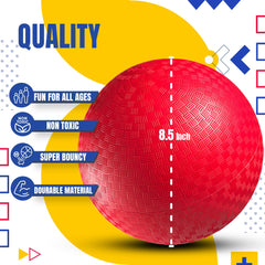 8.5-Inch Red Playground Balls (12-Pack) for Kickball, Dodgeball & Recess