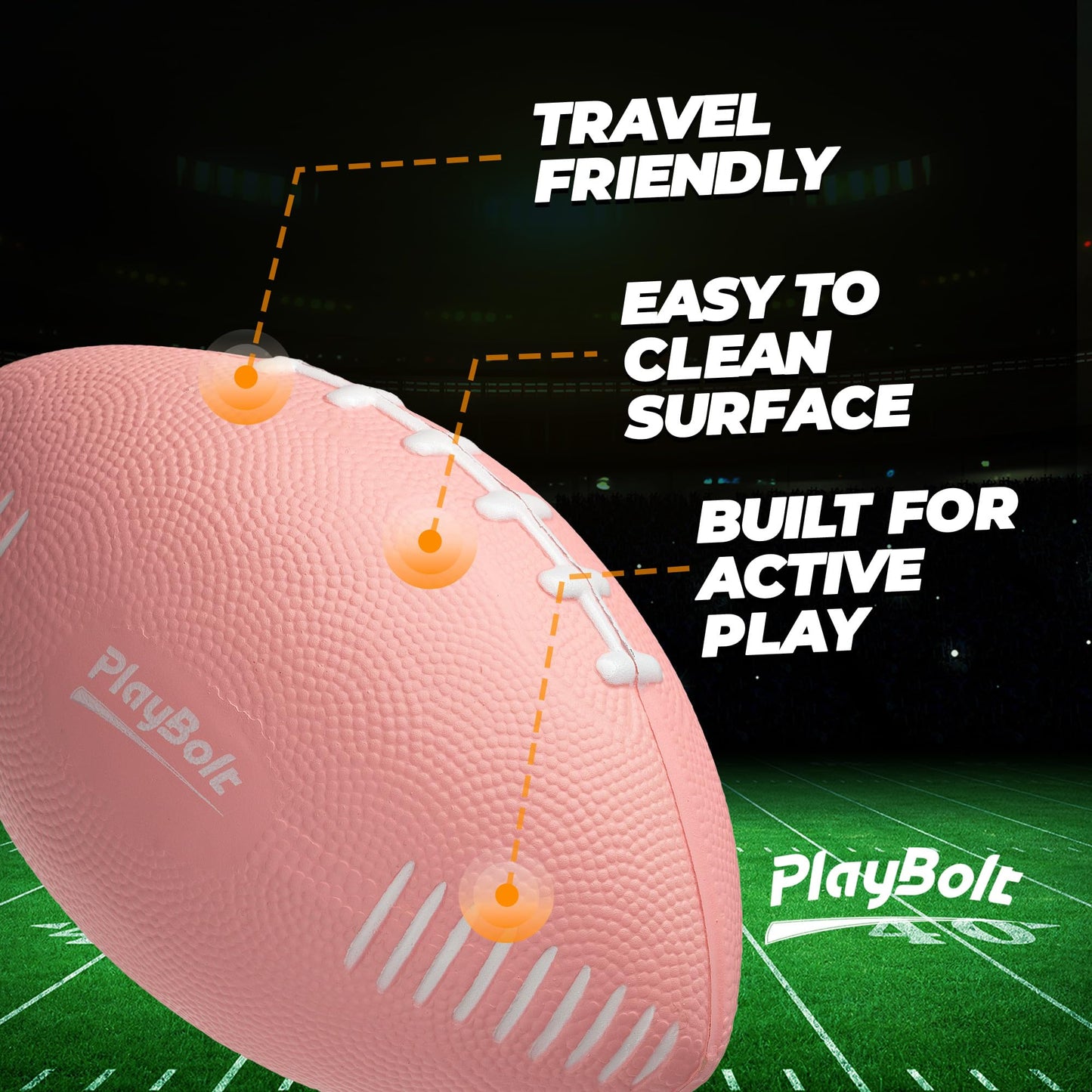 7.25" Foam Football for Kids & Toddlers - Easy Grip Small Youth Football Toy - Soft Mini Football for Little Hands, Indoor & Outdoor Play Ball, Safe Sports Toy Gift for Boys & Girls - Pink