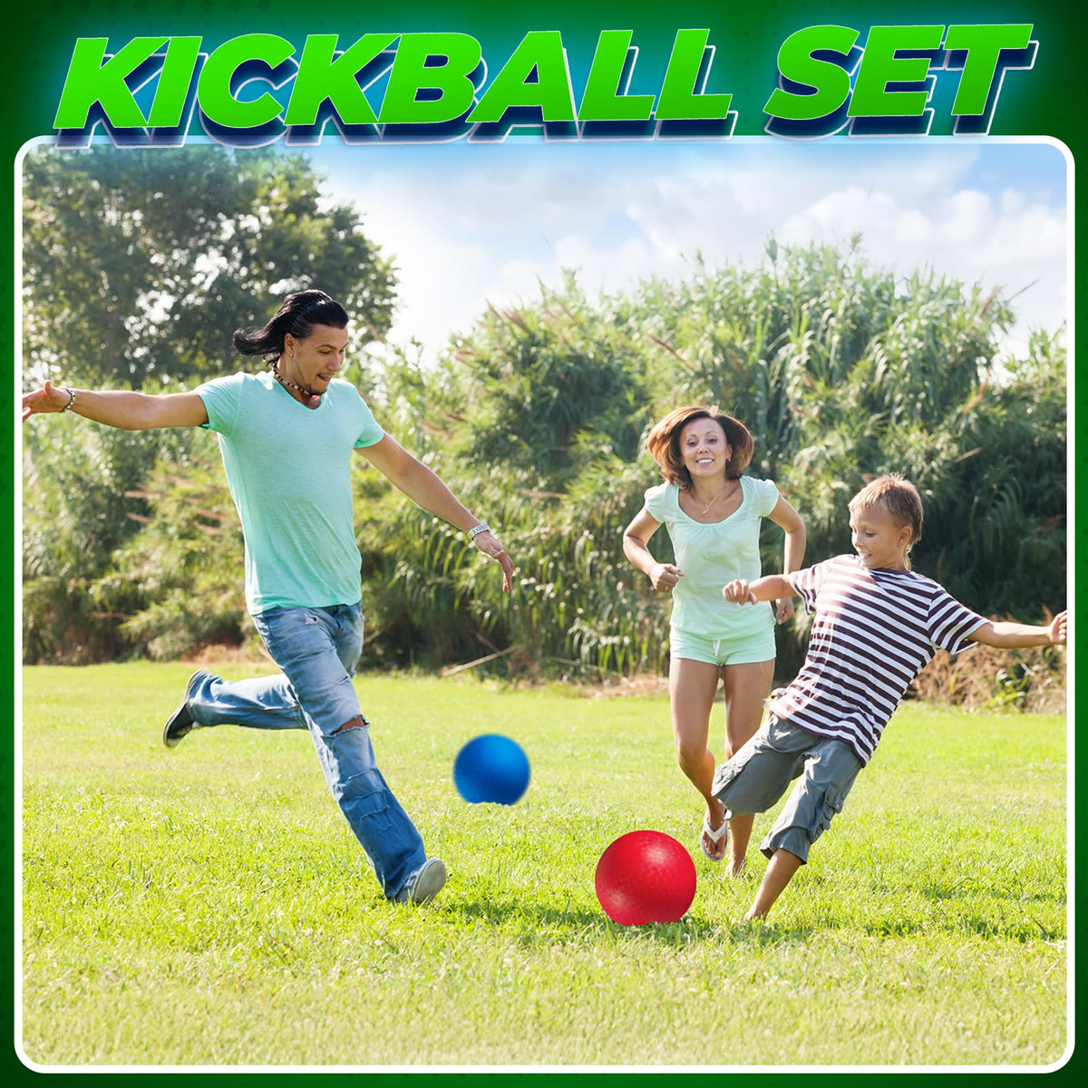 8.5-Inch Red & Blue Kickballs (2-Pack) with Hand Pump, Playground Balls