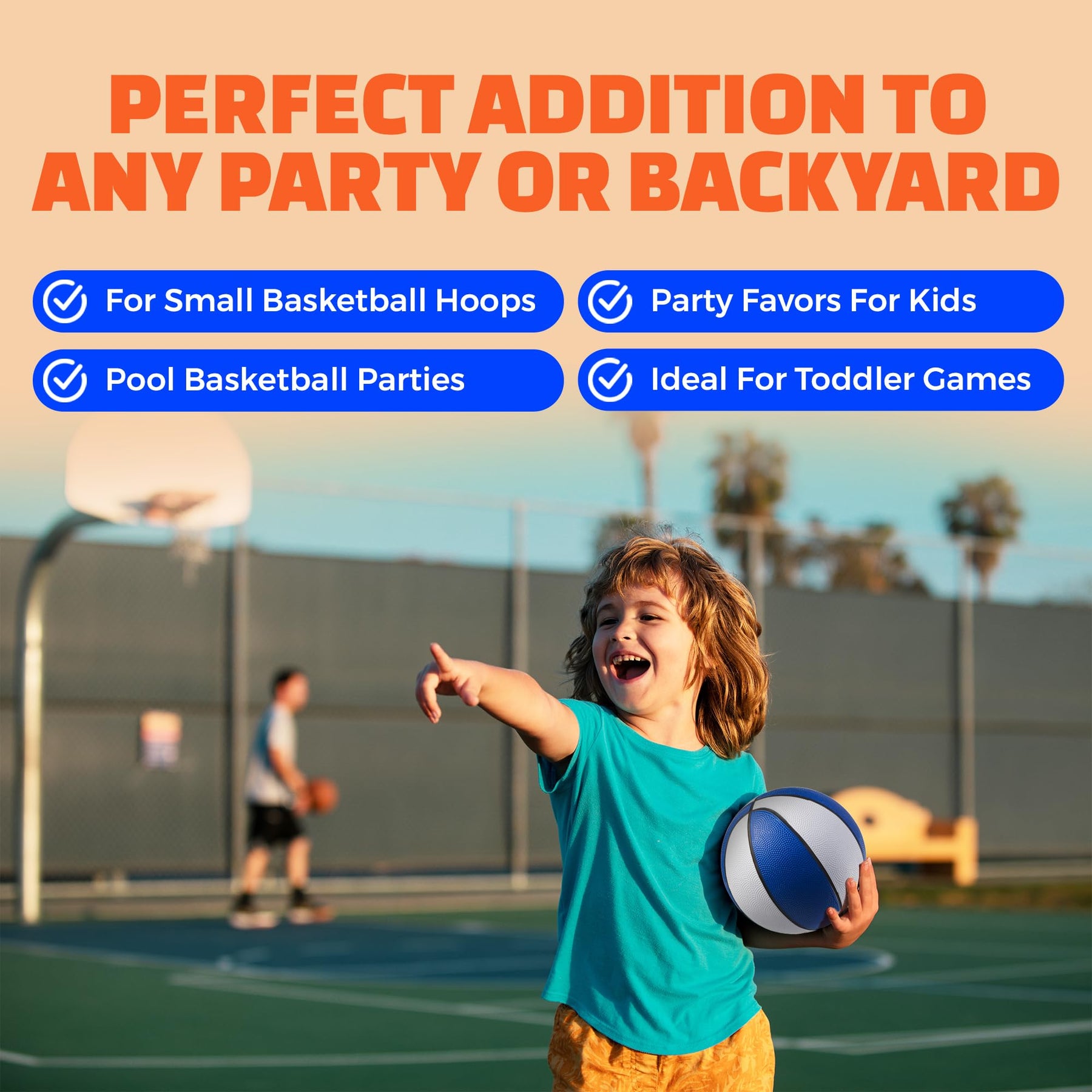 PlayBolt Rubber Mini Basketballs 7 Inch, Size 3 (Pack of 4) - Pool Basketball for Kids in Assorted Colors Indoor & Outdoor, Boys & Girls, for Small Hoops, Game Prizes, Arcade Games, w/Pump