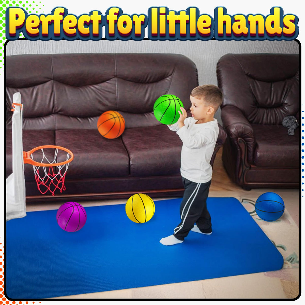 PlayBolt Mini Basketball Set for Kids - 6 Inch (5 Pack) w/Hand Pump