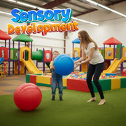 PlayBolt Jumbo 18-Inch Playground Balls (2 Pack, Red & Blue) - Giant Large Inflatable Rubber Kickball for Kids and Toddlers, Boys & Girls Backyard, Sports, Gym, Recess, Indoor & Outdoor Games w/Pump