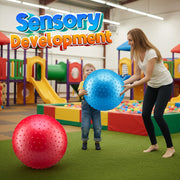 PlayBolt Jumbo 18-Inch Knobby Sensory Balls with Pump (Pack of 2) - Large Size Inflatable Bumpy Grip Bouncy Balls for Toddlers, Kids, Therapy, Daycare, School Recess, Backyard, Indoor & Outdoor Play