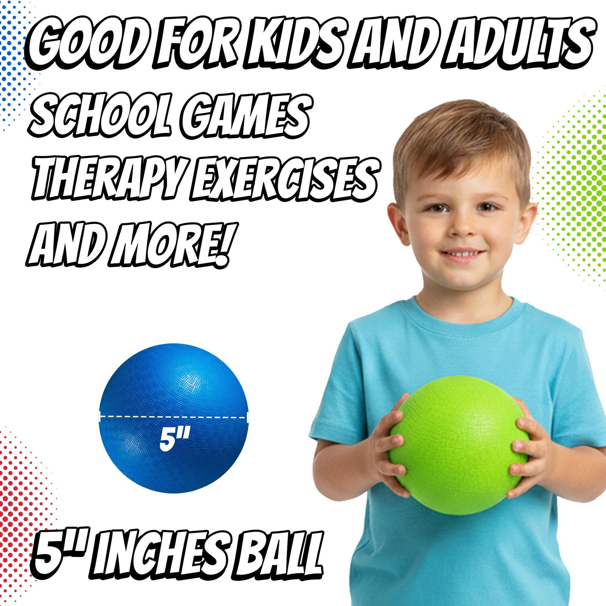 5” Playground Balls for Toddlers & Kids - (6 Pack) Inflatable Rubber Bouncy Dodgeball Balls w/Pump - Small & Colorful for Four Square, Gym, Backyard, Recess, Sports, Preschool & Kindergarten Games