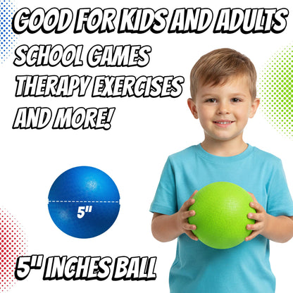 5” Playground Balls for Toddlers & Kids - (6 Pack) Inflatable Rubber Bouncy Dodgeball Balls w/Pump - Small & Colorful for Four Square, Gym, Backyard, Recess, Sports, Preschool & Kindergarten Games