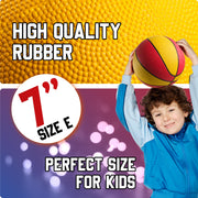 PlayBolt Rubber Mini Basketballs 7 Inch, Size 3 (Pack of 4) - Pool Basketball for Kids in Assorted Colors Indoor & Outdoor, Boys & Girls, for Small Hoops, Game Prizes, Arcade Games, w/Pump