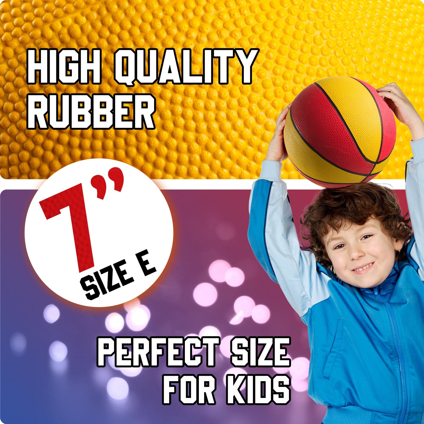 PlayBolt Rubber Mini Basketballs 7 Inch, Size 3 (Pack of 4) - Pool Basketball for Kids in Assorted Colors Indoor & Outdoor, Boys & Girls, for Small Hoops, Game Prizes, Arcade Games, w/Pump