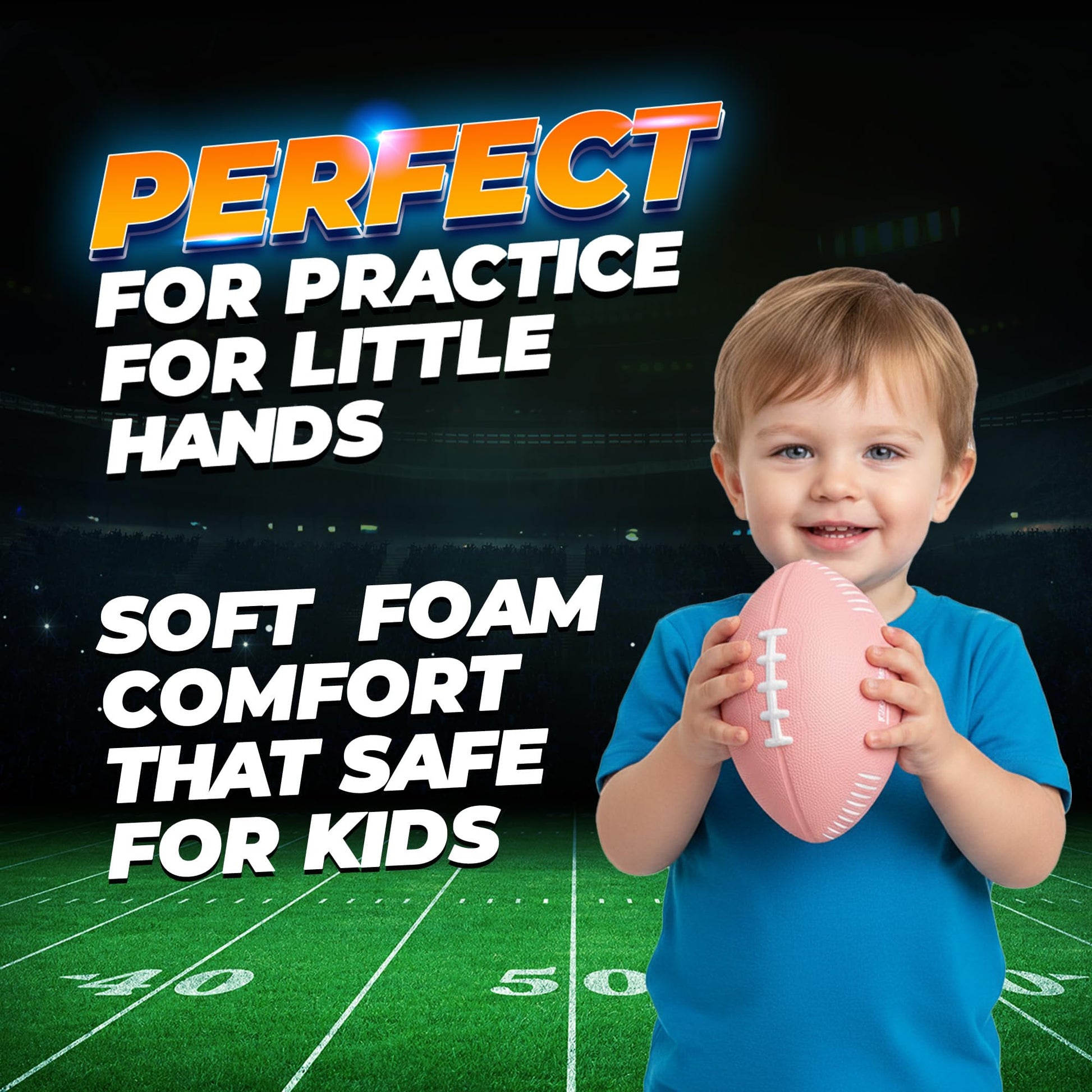 7.25" Foam Football for Kids & Toddlers - Easy Grip Small Youth Football Toy - Soft Mini Football for Little Hands, Indoor & Outdoor Play Ball, Safe Sports Toy Gift for Boys & Girls - Pink