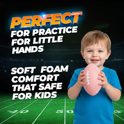 7.25" Foam Football for Kids & Toddlers - Easy Grip Small Youth Football Toy - Soft Mini Football for Little Hands, Indoor & Outdoor Play Ball, Safe Sports Toy Gift for Boys & Girls - Pink